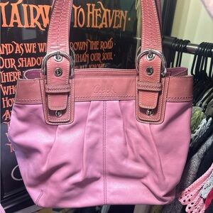 Coach Purple Leather Tote Bag